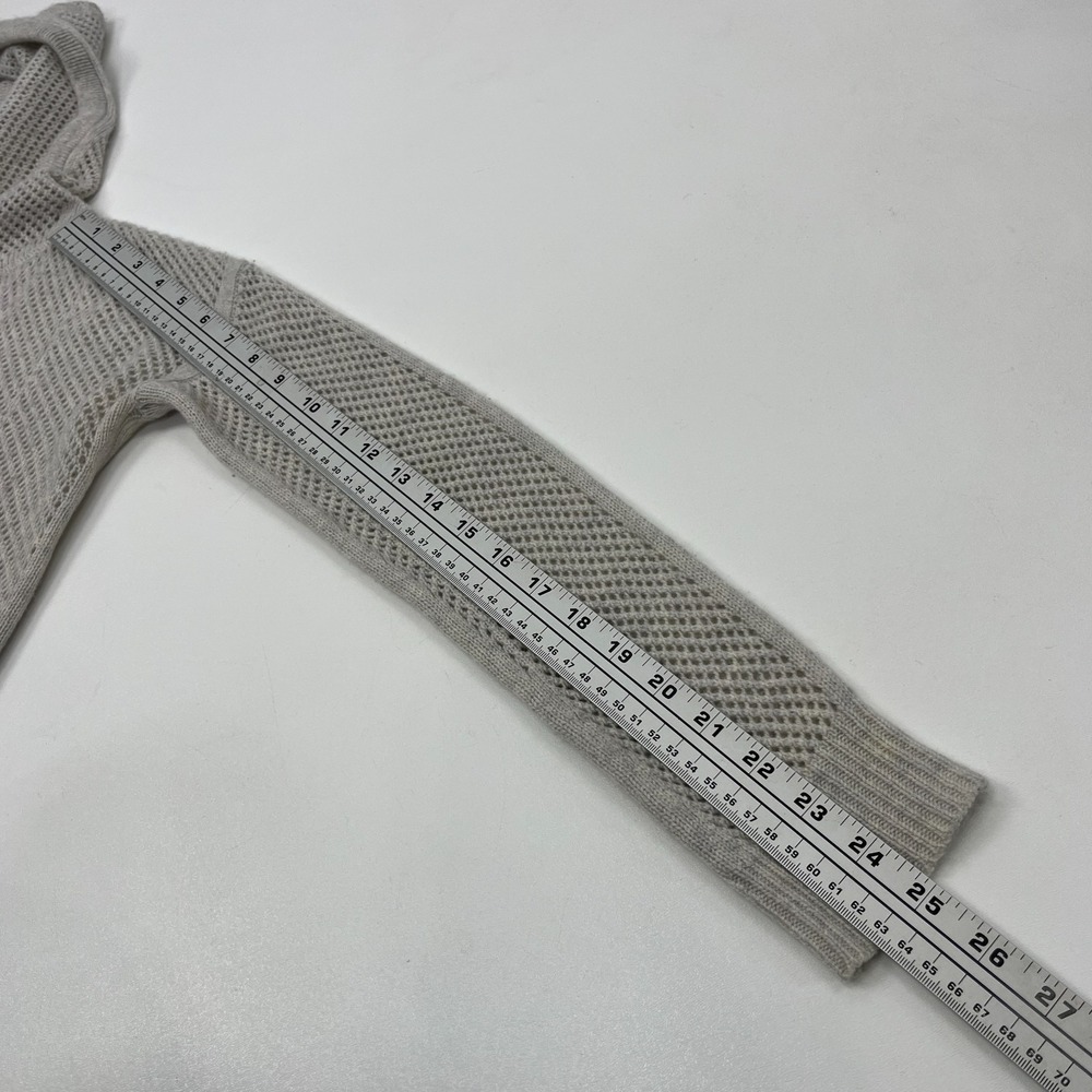 Autumn Cashmere XS Sweater 100% Cashmere Hooded Open Knit Gray Sand Soft Cozy - Picture 10 of 12